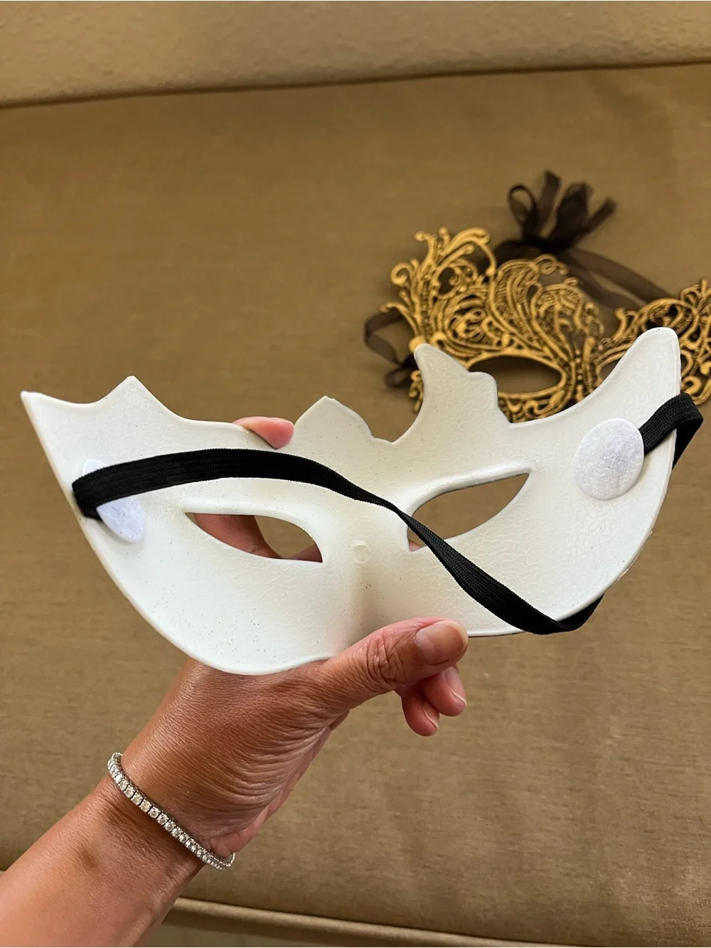 Gold & Black Venetian Lace Face Mask - Elegant Women's Costume Mask—Set of 2
